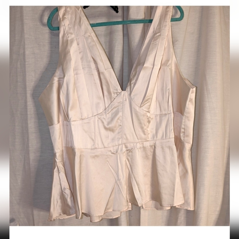 BRIDAL Plus Size Cream V Neck Ribbed Top